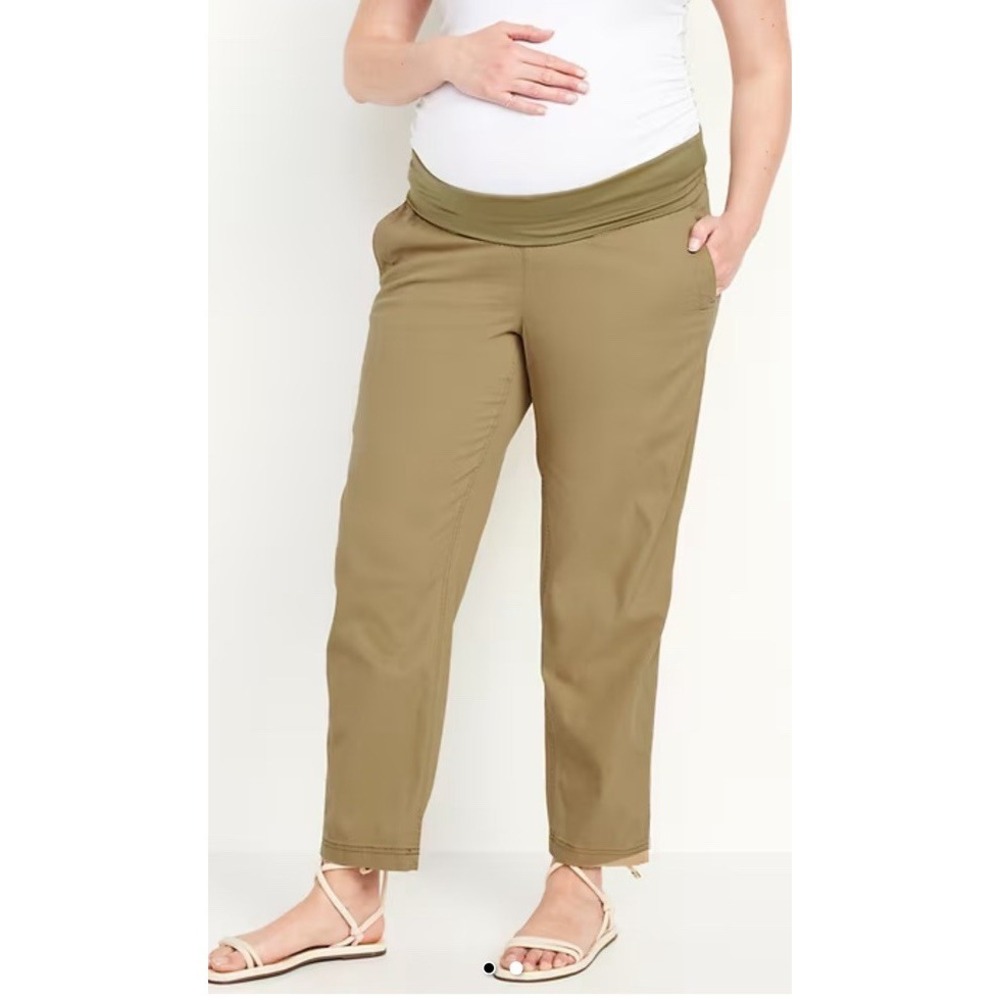 Old Navy Maternity Rollover Waist Chino Pants Women's XL Khaki Stretch Casual